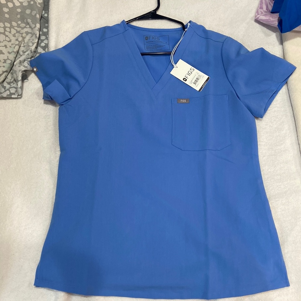Light blue FIGS scrubs TOP ONLY